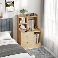 2x bedside table set wooden drawers lockable storage bedroom furniture