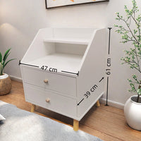 2x Bedside table set modern design wooden legs white drawers furniture