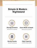 2x Bedside table set modern design oak wood grain white 3 drawers