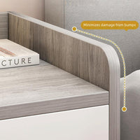 2x bedside table set 3 drawer light gray white wooden knobs bedroom furniture