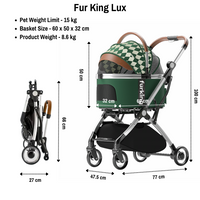 Fur King Lux Pet Pram / Stroller - Leopard