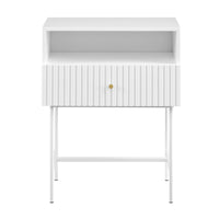 Lucia Slender Fluted Bedside Table in White