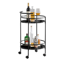 Carlly 2 Tiers Kitchen Rolling Bar Cart In Black