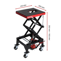 Motorcycle Scissor Lift Stand w/ castors 136KG Motorbike Working Bench Jack