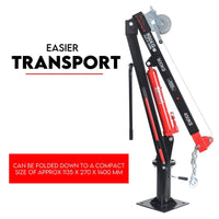 Hydraulic Crane 900kg Pickup Swivel Ute Truck Trailer Lift Hoist Winch Haul