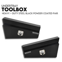 Under Tray Tool Box Underbody Pair Set 900mm Black Steel
