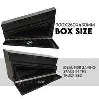 Under Tray Tool Box Underbody Pair Set 900mm Black Steel