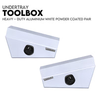 Under Tray Tool Box Underbody Pair Set 750mm White Steel