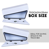 Under Tray Tool Box Underbody Pair Set 750mm White Steel
