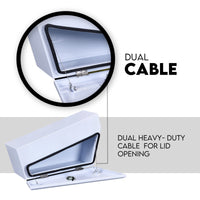 Under Tray Tool Box Underbody Pair Set 750mm White Steel
