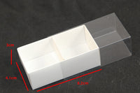 50 Pack of White Card Chocolate Sweet Soap Product Retail Gift Box - 2 Bay Compartments - Clear Slide On Lid - 8x4x3cm