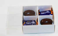 50 Pack of White Card Chocolate Sweet Soap Product Retail Gift Box - 4 Bay Compartments - Clear Slide On Lid - 8x8x3cm