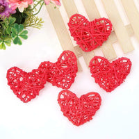 20 Red 3D Hollowed Rattan Heart-Shaped 3M String Fairy Lights, Battery (AA) Indoor & Outdoor Decorations Wedding Valentines Romantic Room Table Lighting