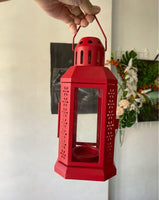 10 Pack of Red Metal Miners Lantern Summer Xmas Wedding Home Party Room Balconey Deck Decoration 21cm Tealight Candle