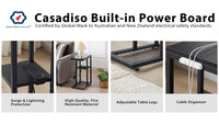 Casadiso Mintaka Pro: E-Shaped Sofa Side Table with Built-in Power Board, Black