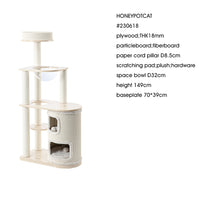 HONEYPOTCAT Fun Oasis Wood Cat Tree & Activity Barrel - 135cm