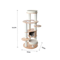HONEYPOTCAT MZ Varnished Solid Wood Cat Tower With Capsule - 163cm