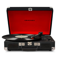 Crosley Cruiser Bluetooth Portable Turntable - Black + Bundled HolySmoke Bluetooth Retro Speaker - Black