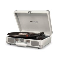 Crosley Cruiser Bluetooth Portable Turntable - White Sands + Bundled Majority D40 Bluetooth Speakers