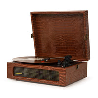 Crosley Voyager Brown Croc - Bluetooth Portable Turntable  & Record Storage Crate