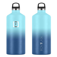 Iron Flask Narrow Mouth Bottle with Spout Lid, Blue Waves, 64oz/1900ml