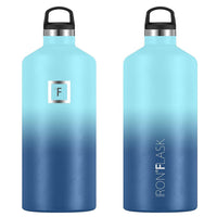 Iron Flask Narrow Mouth Bottle with Straw Lid, Blue Waves, 64oz/1900ml