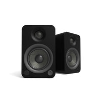 Kanto YU4 140W Powered Bookshelf Speakers with Bluetooth and Phono Preamp - Pair, Matte Black with SE4 Black Stand Bundle