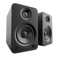 Kanto YU4 140W Powered Bookshelf Speakers with Bluetooth and Phono Preamp - Pair, Matte Black with SX22 Black Stand Bundle