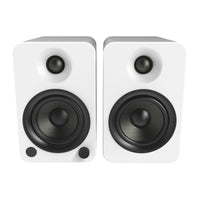 Kanto YU4 140W Powered Bookshelf Speakers with Bluetooth and Phono Preamp - Pair, Matte White with SX26W White Stand Bundle