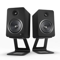 Kanto YU6 200W Powered Bookshelf Speakers with Bluetooth and Phono Preamp - Pair, Matte Black with SE6 Black Stand Bundle