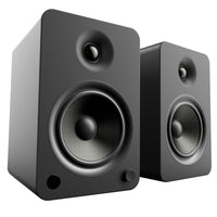 Kanto YU6 200W Powered Bookshelf Speakers with Bluetooth and Phono Preamp - Pair, Matte Black with SE6 Black Stand Bundle