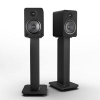 Kanto YU6 200W Powered Bookshelf Speakers with Bluetooth and Phono Preamp - Pair, Matte Black with SX22 Black Stand Bundle
