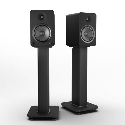 Kanto YU6 200W Powered Bookshelf Speakers with Bluetooth and Phono Preamp - Pair, Matte Black with SX22 Black Stand Bundle