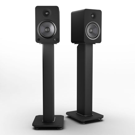 Kanto YU6 200W Powered Bookshelf Speakers with Bluetooth and Phono Preamp - Pair, Matte Black with SX26 Black Stand Bundle