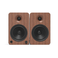 Kanto YU6 200W Powered Bookshelf Speakers with Bluetooth and Phono Preamp - Pair, Walnut with S6 Black Stand Bundle