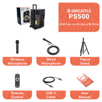 Majority PS500 - PA System 150w Bluetooth Karaoke-DJ-Party-PA System - Black