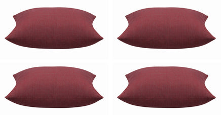Pack of 4 Elements Deep Red Solid Base Colour Square Cushion Covers