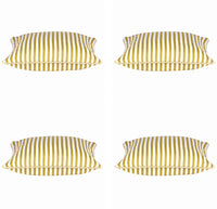 Pack of 4 Dandi Mustard Yellow & White Striped Square Cushion Covers 40x40cm
