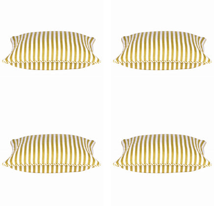 Pack of 4 Dandi Mustard Yellow & White Striped Square Cushion Covers 40x40cm