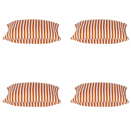 Pack of 4 Dandi Orange & White Striped Nautical Cushion Covers 40x40cm