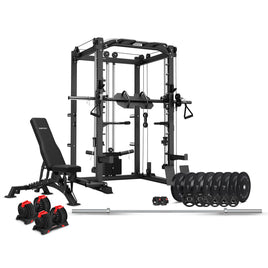 CORTEX SM20 Smith Station Ultimate Set with Olympic Bumper Weights, 48kg Revolock and Bench Set
