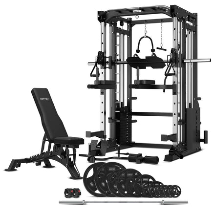 CORTEX SM25 Multi Gym with 100kg Olympic Tri-Grip Weight, Bar and BN9 Bench Set