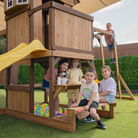 Lifespan Kids Meer Brook Swing Set, Monkey Bars & Play Centre with 2.2m Slide (Yellow)