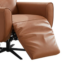 Arm Chair Power Recliner 360 Degree Swiveling Cow Leather USB Charger Metal Legs