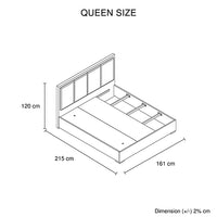 Queen 4 Pcs Bedroom Suite with Dresser Fabric Upholstery MDF Combination of Black & Cement Colour