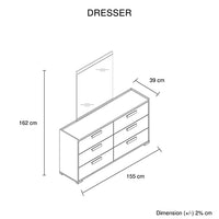 Queen 4 Pcs Bedroom Suite with Dresser Fabric Upholstery MDF Combination of Black & Cement Colour