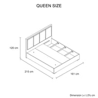 Queen 4 Pcs Bedroom Suite with Tallboy Fabric Upholstery MDF Combination of Black & Cement Colour