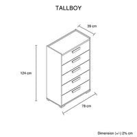 Queen 4 Pcs Bedroom Suite with Tallboy Fabric Upholstery MDF Combination of Black & Cement Colour