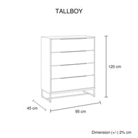 4 Pieces Bedroom Suite made in Solid Wood Acacia Veneered King Size Oak Colour 1X Bed, 2X Bedside Table & 1X Tallboy