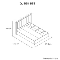 Queen 4 Pcs Bedroom Suite with Tallboy Fabric Upholstery MDF Combination of Champagne and Black Colour